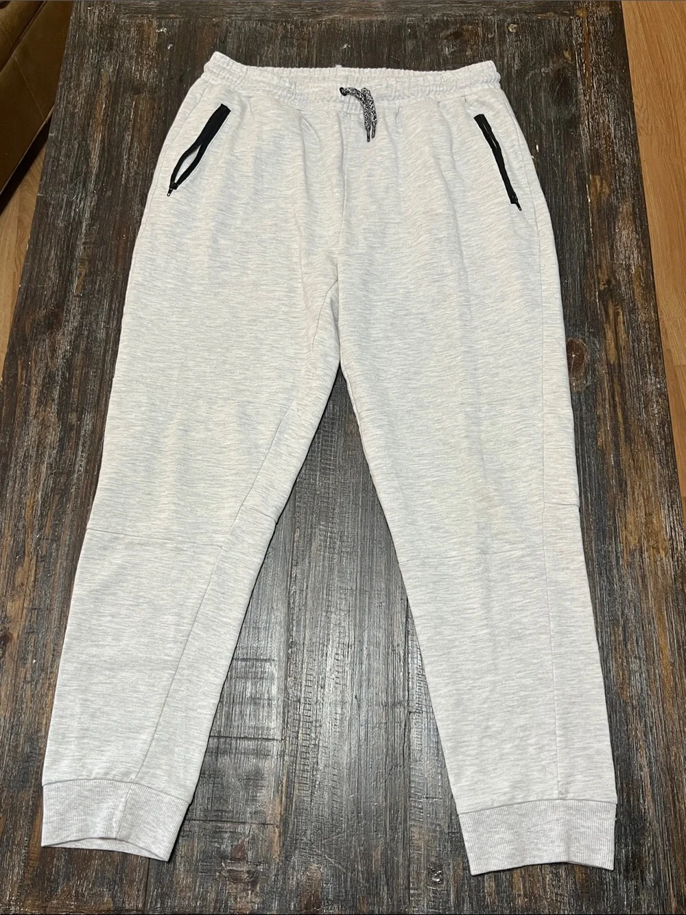 Men's Light Gray Jogger Sweatpants with Black Trim